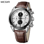 MEGIR Relogios Masculino Fashion Men Sports Watches Waterproof Quartz Chronograph Luxury Leather Casual Wrist Watch Male Clock