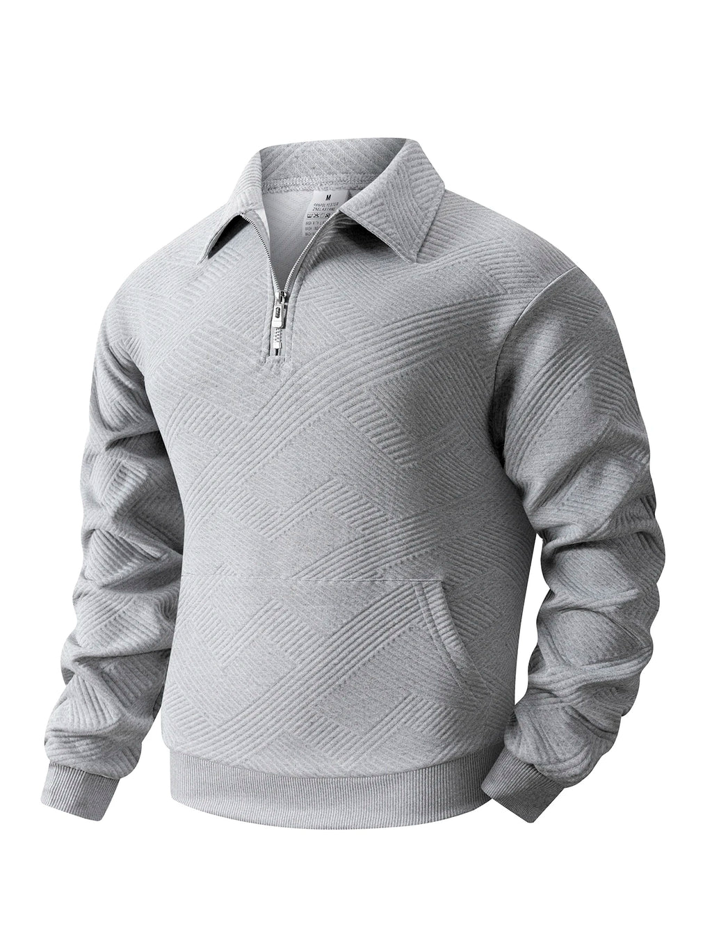 Autumn Men's Casual Sweatshirt Quarter Zip Solid Color Pullover Sweater Outdoor Daily Long Sleeve Polo Turtleneck Male Tops