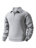 Autumn Men's Casual Sweatshirt Quarter Zip Solid Color Pullover Sweater Outdoor Daily Long Sleeve Polo Turtleneck Male Tops