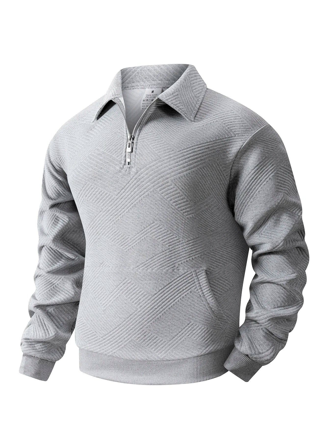 Autumn Men's Casual Sweatshirt Quarter Zip Solid Color Pullover Sweater Outdoor Daily Long Sleeve Polo Turtleneck Male Tops