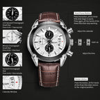 MEGIR Relogios Masculino Fashion Men Sports Watches Waterproof Quartz Chronograph Luxury Leather Casual Wrist Watch Male Clock