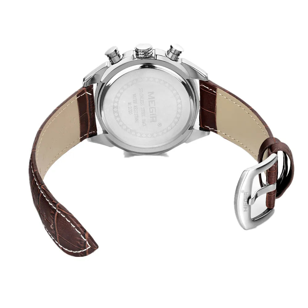 MEGIR Relogios Masculino Fashion Men Sports Watches Waterproof Quartz Chronograph Luxury Leather Casual Wrist Watch Male Clock
