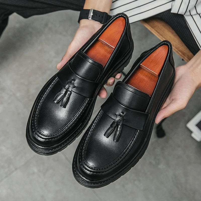 Mocassins en Cuir Homme – Semelle Épaisse Élégante | Confort & Style Formel + Livraison Gratuite